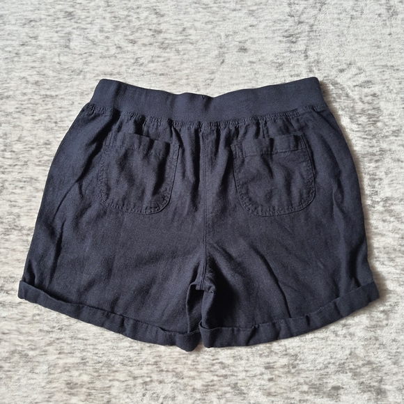 Per Se Navy Soft Linen Blend Pull-on Shorts Draw String Size M - Picture 7 of 11